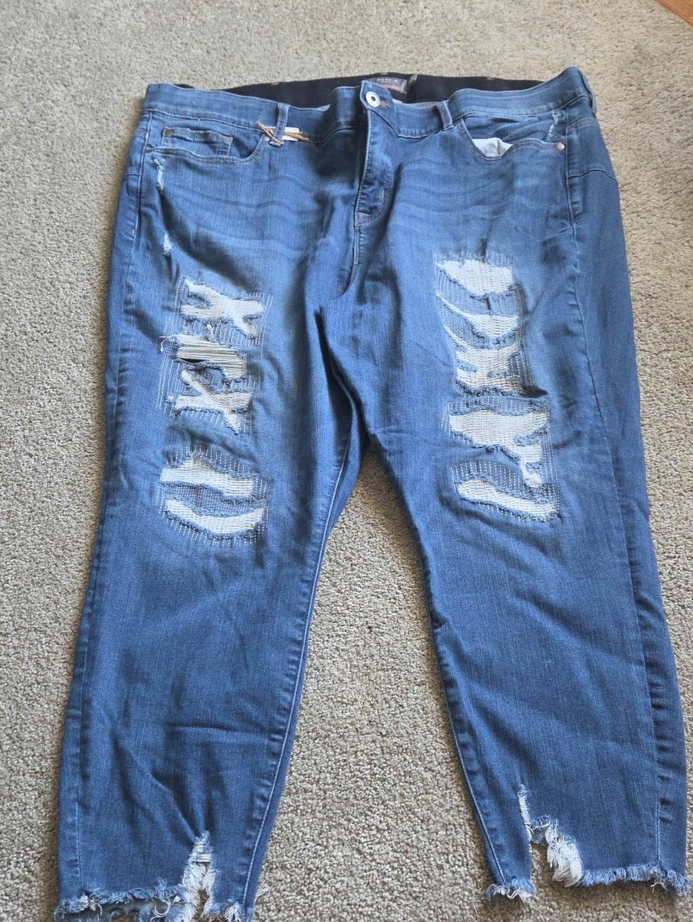 Distressed Blue Ripped Jeans
